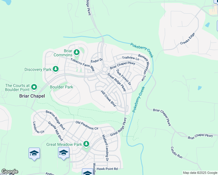 map of restaurants, bars, coffee shops, grocery stores, and more near 59 Fallenwood Lane in Chapel Hill