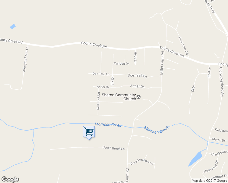 map of restaurants, bars, coffee shops, grocery stores, and more near 195 Antler Drive in Statesville