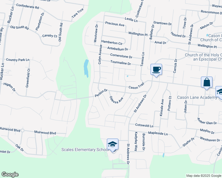 map of restaurants, bars, coffee shops, grocery stores, and more near 3319 Perlino Drive in Murfreesboro