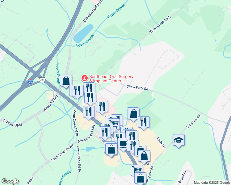 map of restaurants, bars, coffee shops, grocery stores, and more near 198 Morning Pointe Drive in Lenoir City
