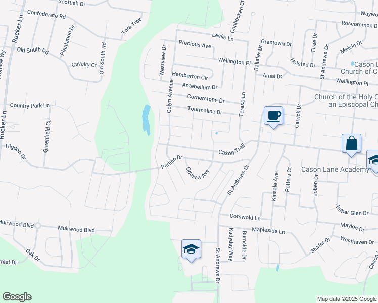 map of restaurants, bars, coffee shops, grocery stores, and more near 2305 Cason Trail in Murfreesboro