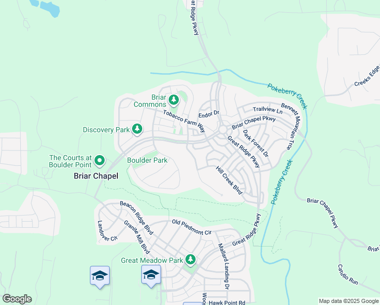 map of restaurants, bars, coffee shops, grocery stores, and more near 61 Serenity Hill Circle in Chapel Hill
