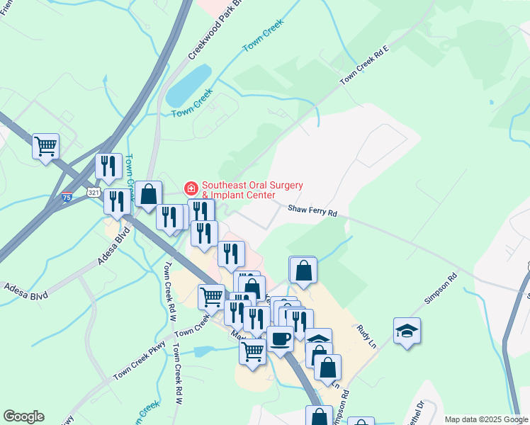map of restaurants, bars, coffee shops, grocery stores, and more near 198 Morning Pointe Drive in Lenoir City
