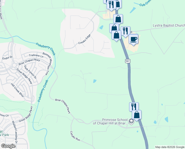 map of restaurants, bars, coffee shops, grocery stores, and more near 612 Oak Island in Chapel Hill