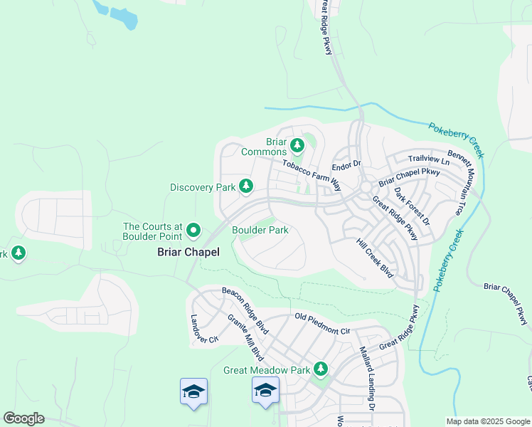 map of restaurants, bars, coffee shops, grocery stores, and more near 2381 Briar Chapel Parkway in Chapel Hill