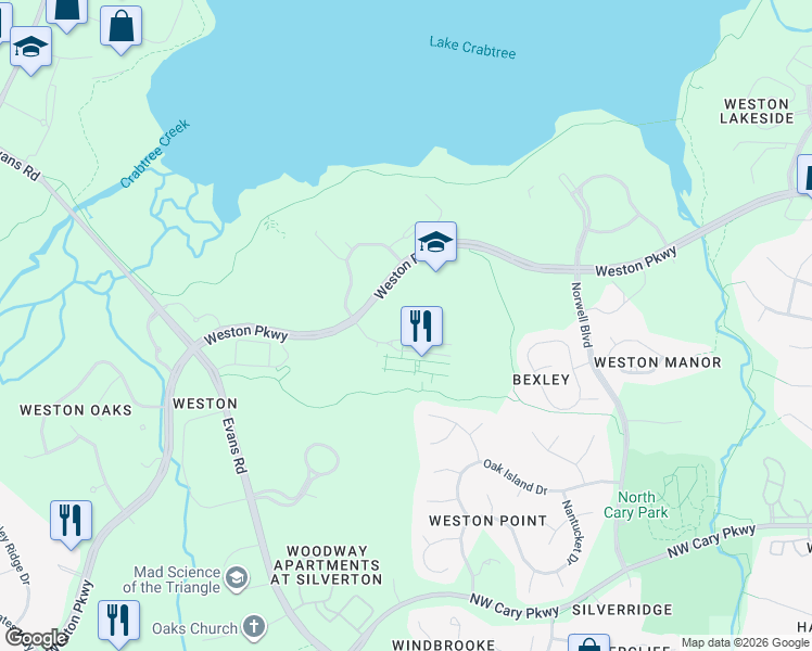 map of restaurants, bars, coffee shops, grocery stores, and more near 1000 Centregreen Way in Cary
