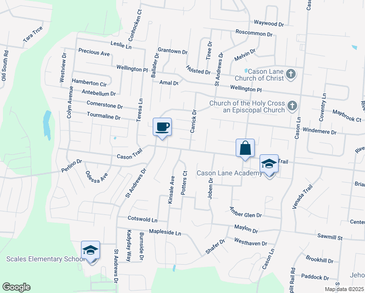 map of restaurants, bars, coffee shops, grocery stores, and more near 3119 Swilly Court in Murfreesboro