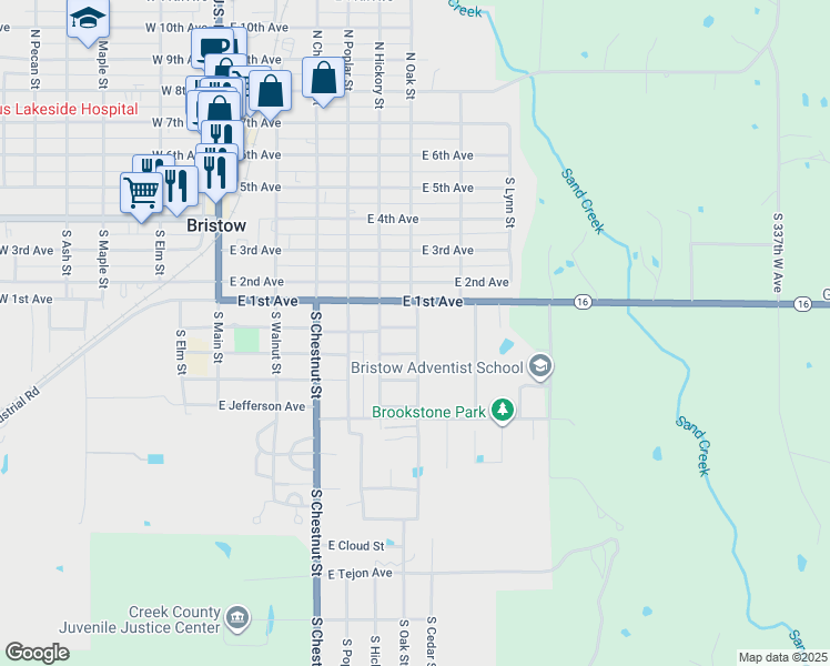 map of restaurants, bars, coffee shops, grocery stores, and more near 511 East Washington Avenue in Bristow