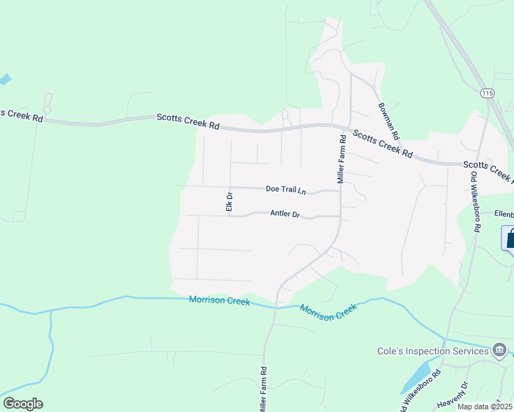 map of restaurants, bars, coffee shops, grocery stores, and more near 174 Antler Drive in Statesville