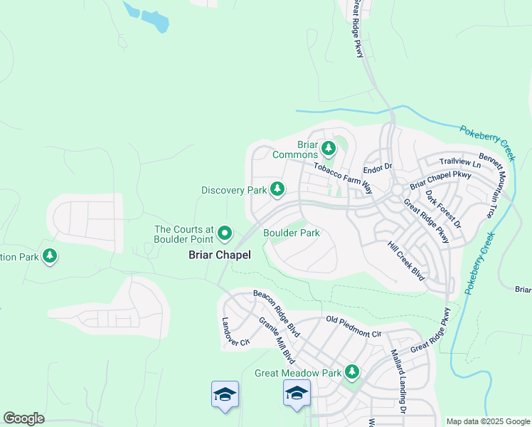 map of restaurants, bars, coffee shops, grocery stores, and more near 2494 Briar Chapel Parkway in Chapel Hill