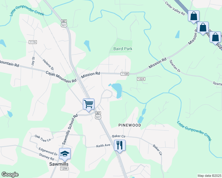 map of restaurants, bars, coffee shops, grocery stores, and more near 4207 Benfield Drive in Hudson