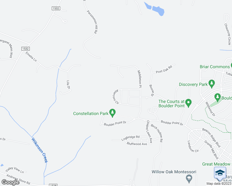 map of restaurants, bars, coffee shops, grocery stores, and more near 288 Abercorn Circle in Chapel Hill