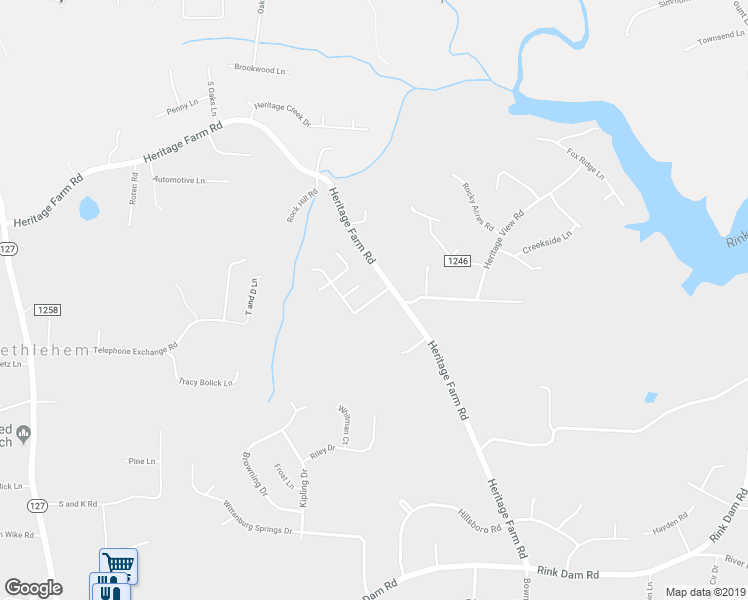 map of restaurants, bars, coffee shops, grocery stores, and more near Alexander Heritage Drive in Hickory