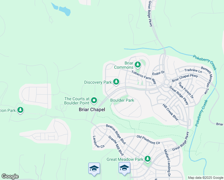 map of restaurants, bars, coffee shops, grocery stores, and more near 2480 Briar Chapel Parkway in Chapel Hill