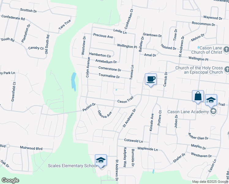 map of restaurants, bars, coffee shops, grocery stores, and more near 1719 Odessa Avenue in Murfreesboro