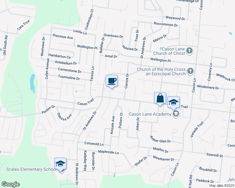 map of restaurants, bars, coffee shops, grocery stores, and more near 3119 Swilly Court in Murfreesboro