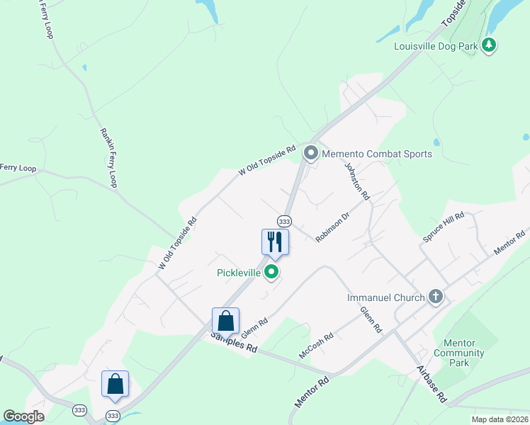 map of restaurants, bars, coffee shops, grocery stores, and more near 2613 Renea Dr in Louisville