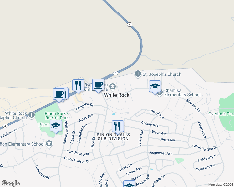 map of restaurants, bars, coffee shops, grocery stores, and more near in White Rock