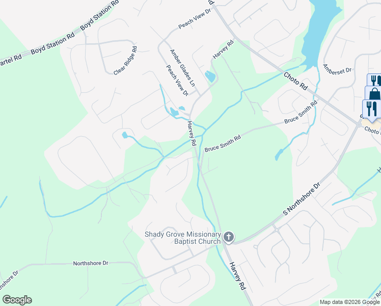 map of restaurants, bars, coffee shops, grocery stores, and more near 12705 Capricorn Lane in Knoxville