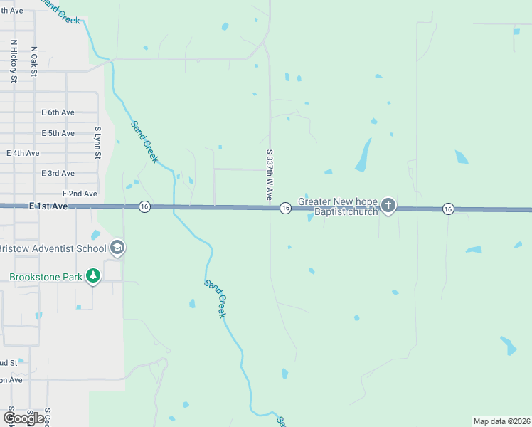 map of restaurants, bars, coffee shops, grocery stores, and more near 23136 South 337th West Avenue in Bristow