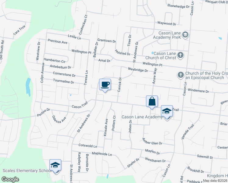 map of restaurants, bars, coffee shops, grocery stores, and more near 3119 Swilly Court in Murfreesboro