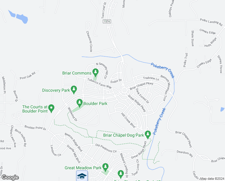 map of restaurants, bars, coffee shops, grocery stores, and more near 193 Tobacco Farm Way in Chapel Hill