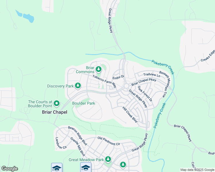 map of restaurants, bars, coffee shops, grocery stores, and more near 58 North Serenity Hill Circle in Chapel Hill