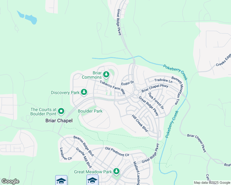 map of restaurants, bars, coffee shops, grocery stores, and more near 58 North Serenity Hill Circle in Chapel Hill