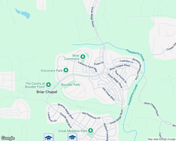 map of restaurants, bars, coffee shops, grocery stores, and more near 61 Serenity Hill Circle in Chapel Hill