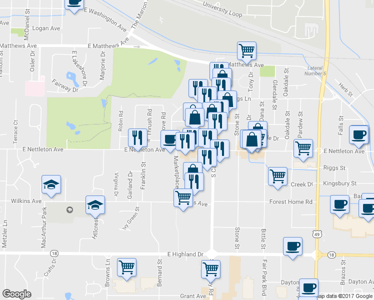 map of restaurants, bars, coffee shops, grocery stores, and more near 2211 East Nettleton Avenue in Jonesboro
