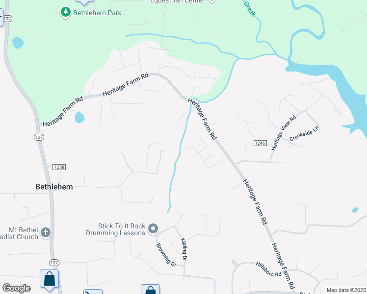 map of restaurants, bars, coffee shops, grocery stores, and more near Alexander Heritage Drive in Hickory