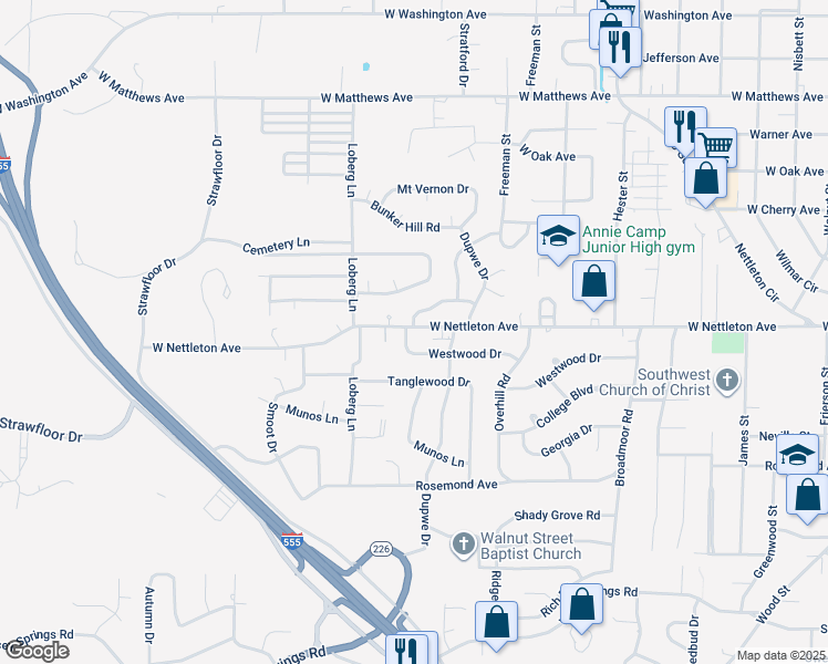 map of restaurants, bars, coffee shops, grocery stores, and more near 2013 Cenwood Drive in Jonesboro