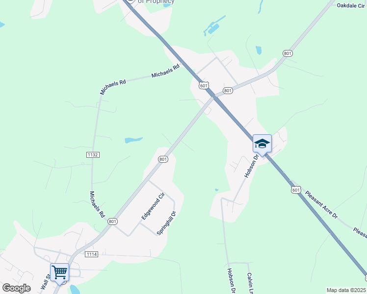 map of restaurants, bars, coffee shops, grocery stores, and more near 114 Harness Lane in Mocksville