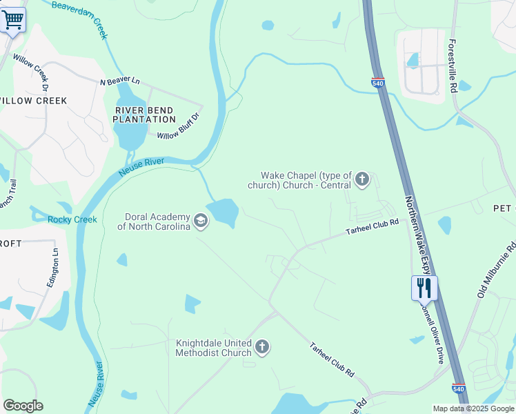 map of restaurants, bars, coffee shops, grocery stores, and more near 3313 Holly Lake Trail in Raleigh