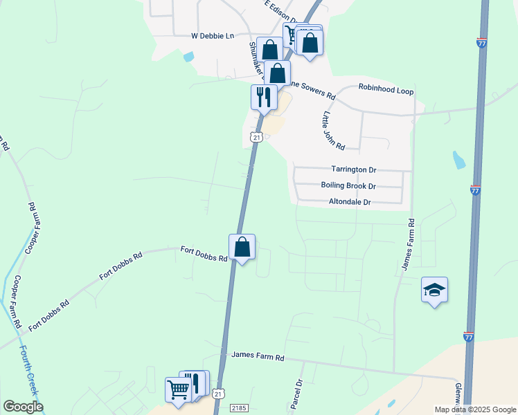 map of restaurants, bars, coffee shops, grocery stores, and more near 468 Turnersburg Highway in Statesville