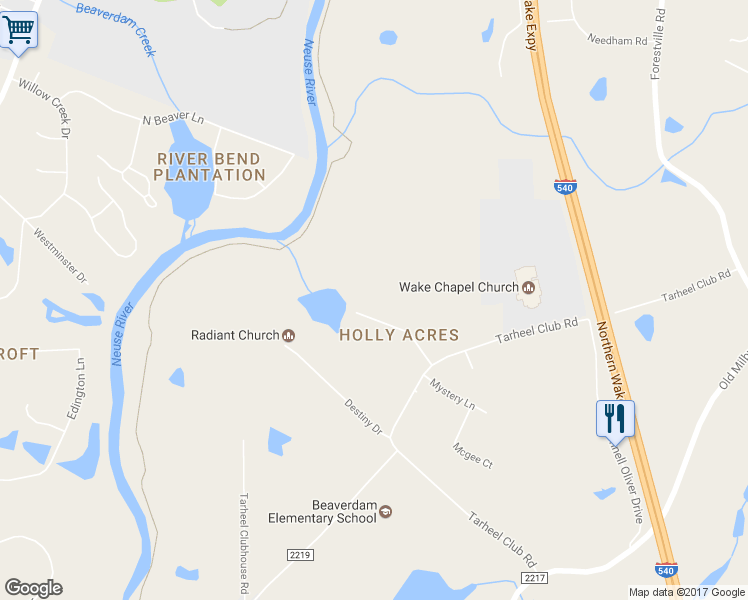 map of restaurants, bars, coffee shops, grocery stores, and more near 3313 Holly Lake Trail in Raleigh