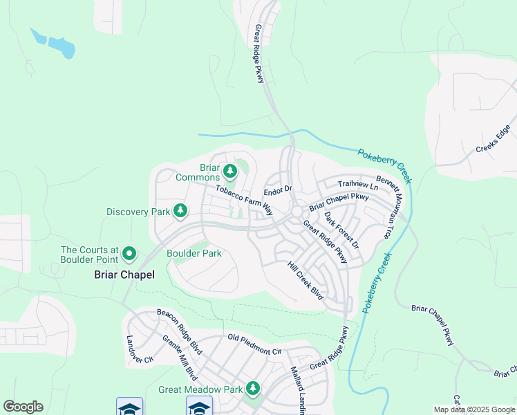 map of restaurants, bars, coffee shops, grocery stores, and more near 245 Tobacco Farm Way in Chapel Hill