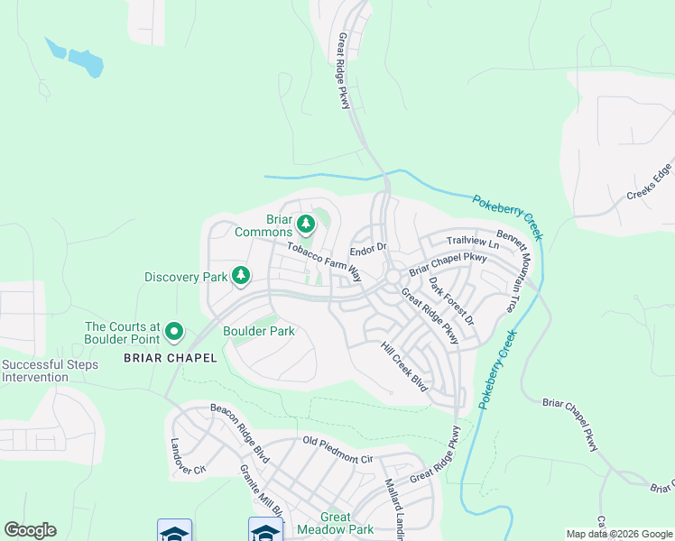 map of restaurants, bars, coffee shops, grocery stores, and more near 259 Tobacco Farm Way in Chapel Hill