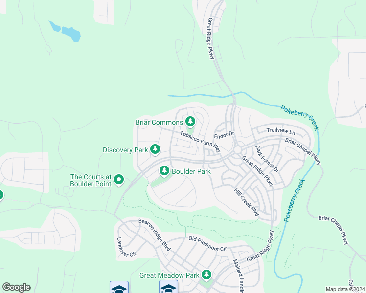 map of restaurants, bars, coffee shops, grocery stores, and more near A65 Summersweet Lane in Chapel Hill