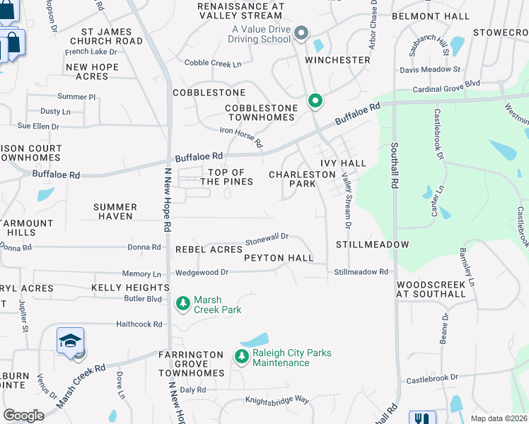 map of restaurants, bars, coffee shops, grocery stores, and more near 4219 Jane Lane in Raleigh
