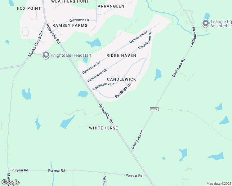 map of restaurants, bars, coffee shops, grocery stores, and more near 129 Gail Ridge Lane in Wendell