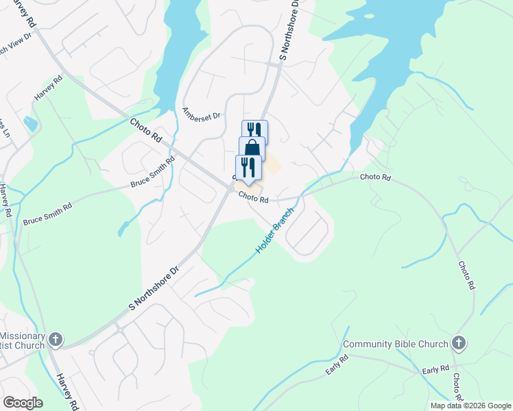 map of restaurants, bars, coffee shops, grocery stores, and more near 1623 Choto Meadows Lane in Knoxville