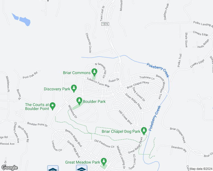 map of restaurants, bars, coffee shops, grocery stores, and more near 245 Tobacco Farm Way in Chapel Hill