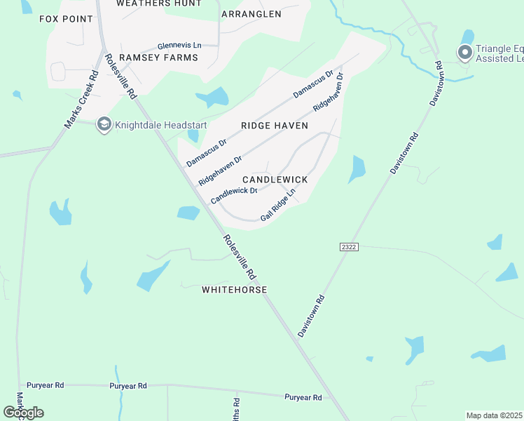 map of restaurants, bars, coffee shops, grocery stores, and more near 129 Gail Ridge Lane in Wendell