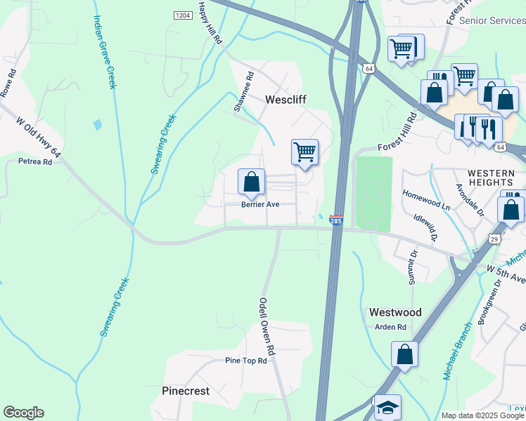 map of restaurants, bars, coffee shops, grocery stores, and more near 151 Forrest Hedrick Road in Lexington