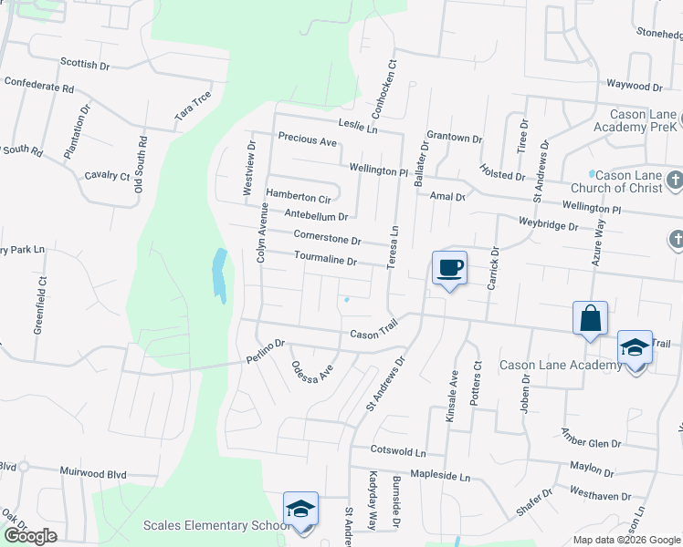 map of restaurants, bars, coffee shops, grocery stores, and more near 3306 Willingham Run in Murfreesboro