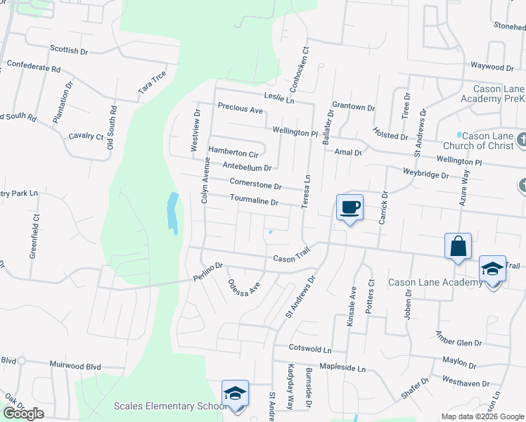 map of restaurants, bars, coffee shops, grocery stores, and more near 3306 Willingham Run in Murfreesboro