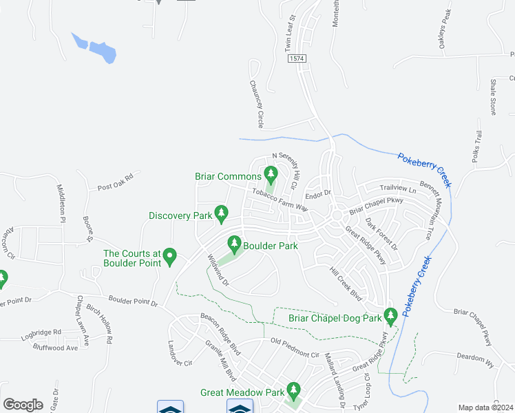 map of restaurants, bars, coffee shops, grocery stores, and more near 53 Summersweet Lane in Chapel Hill