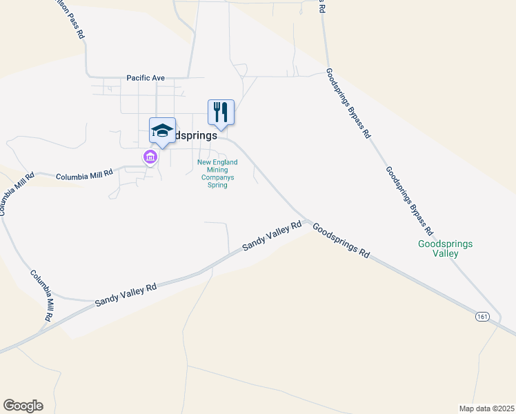 map of restaurants, bars, coffee shops, grocery stores, and more near Nevada 161 in Sandy Valley