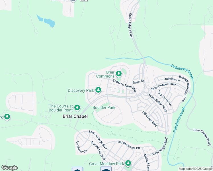 map of restaurants, bars, coffee shops, grocery stores, and more near 568 North Serenity Hill Circle in Chapel Hill